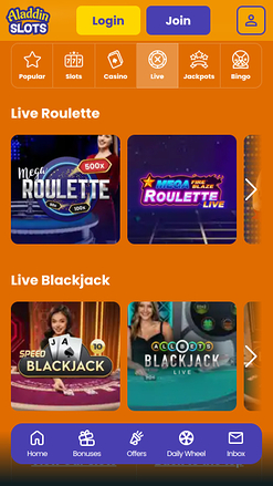 Aladdin Slots Casino Mobile Live Dealer