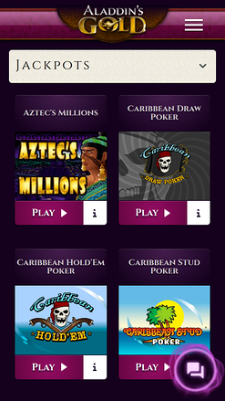 Jackpot mobile de Aladdins Gold Casino