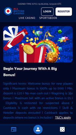 Promociones móviles de All British Casino
