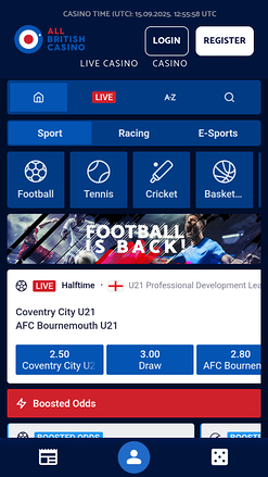 Deportes móviles de All British Casino