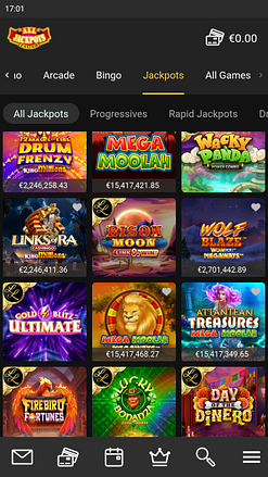Tous les jackpots du casino mobile
