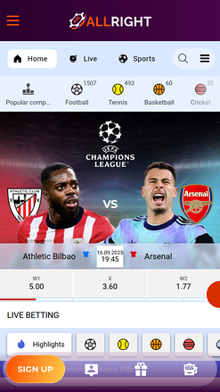 Sports mobiles de All Right Casino