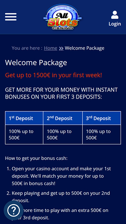 Promotions mobiles de All Slots Casino