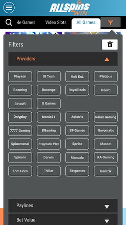 Développeurs de jeux mobiles de All Spins Win Casino