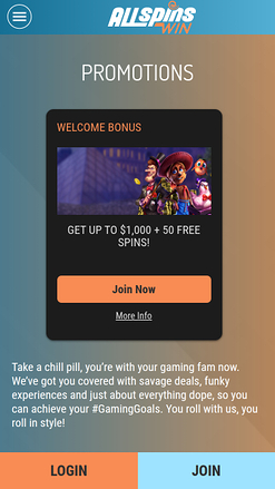 Promotions mobiles de All Spins Win Casino