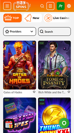 Jeux mobiles de AllSpins Casino