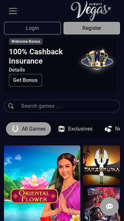 Page d'accueil mobile de Always Vegas Casino