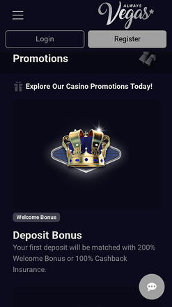 Promotions mobiles de Always Vegas Casino