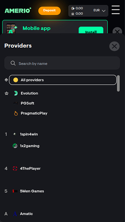 Développeurs de jeux mobiles de Amerio.bet Casino