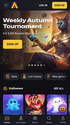 Pagina iniziale mobile di Amonbet Casino