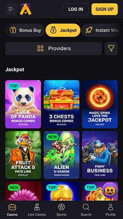 Jackpot mobile del casinò Amonbet