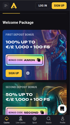 Promociones de Amonbet Casino para móvil