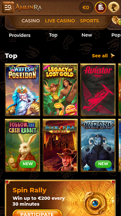 Jeux mobiles de AmunRa Casino