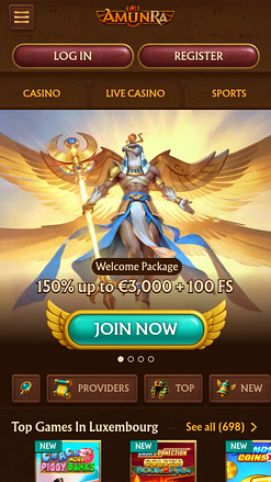 AmunRa Casino Mobile Homepage Image