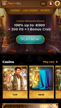 Page d'accueil mobile de AmunRa Casino