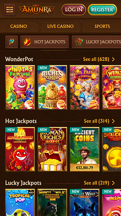 AmunRa Casino Mobile Jackpot Image