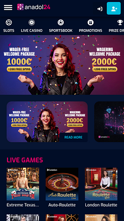 Anadol24 Casino Mobile Homepage