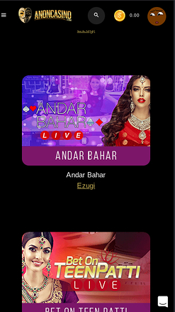 Croupier en direct mobile de anon Casino