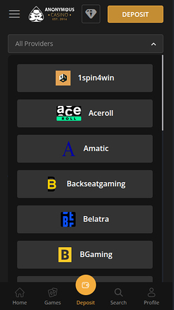 Développeurs de jeux mobiles de anonymous Casino