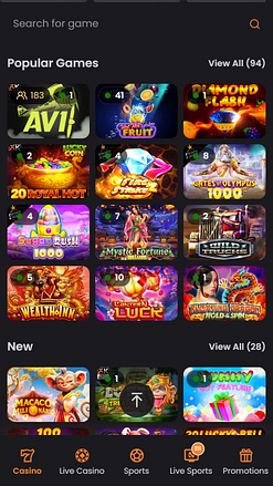 Jeux mobiles du casino ApexBets