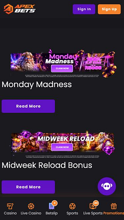 Promotions mobiles du casino ApexBets