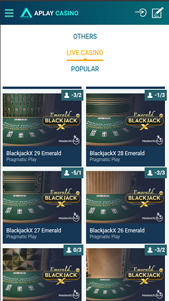 Croupier en direct mobile de Aplay Casino