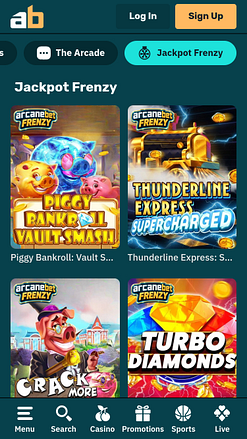 Jackpot móvil del casino Arcanebet
