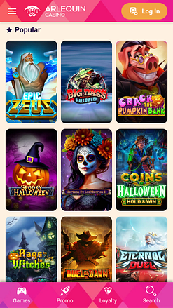 Jogos para celular do cassino Arlequin