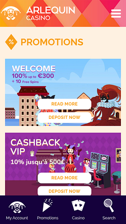 Arlequin Casino Promotions Mobile