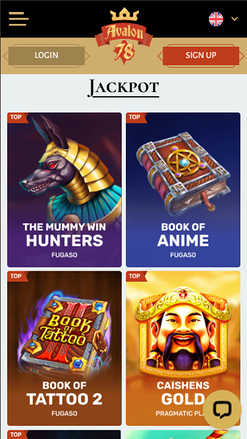 Jackpot mobile d'Avalon78 Casino