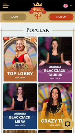 Croupier en direct mobile d'Avalon78 Casino