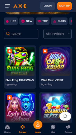 Axe Casino Mobile Games