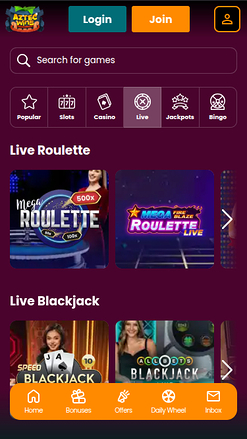 Aztec Wins Casino Mobile Live Dealer