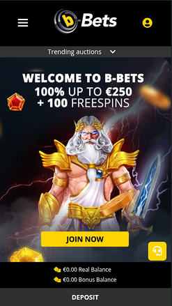 Page d'accueil mobile de b-Bets Casino