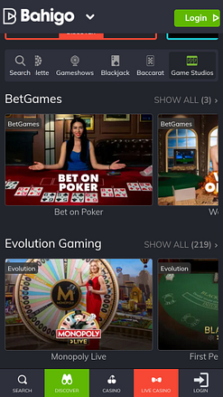 Мобильные разработчики игр Bahigo Casino