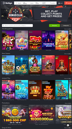 Page d'accueil mobile de Bahigo Casino