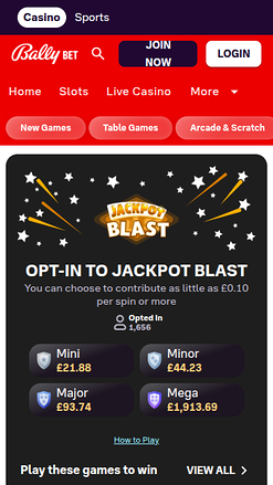 Jackpot mobile de Bally Casino