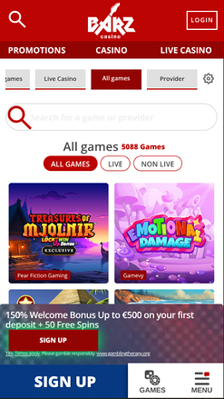 Juegos móviles de Barz Casino