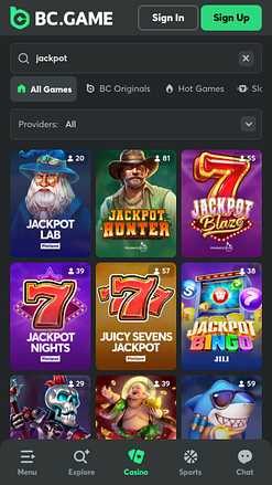 Jackpot mobile du casino BC.Game