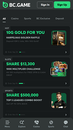 Promotions mobiles du casino BC.Game