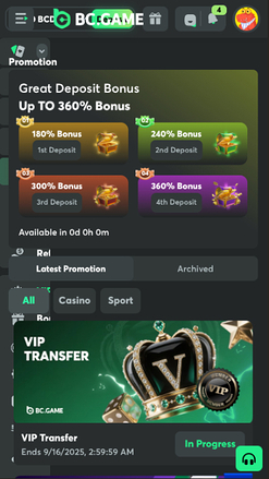 Promotions mobiles de BC.Game Casino