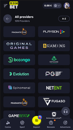 Sviluppatori di giochi mobile di BdmBet Casino