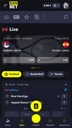 Sport mobile di BdmBet Casino