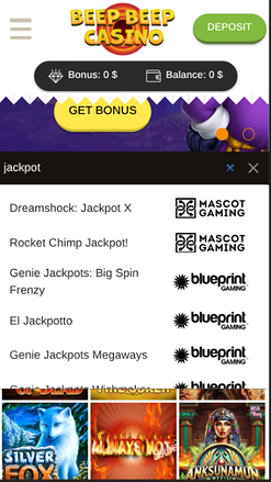 Jackpot mobile de Beep Beep Casino