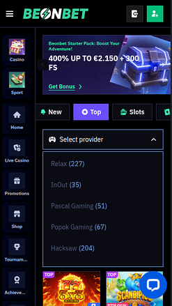 Beonbet Casino Mobile Game Developers