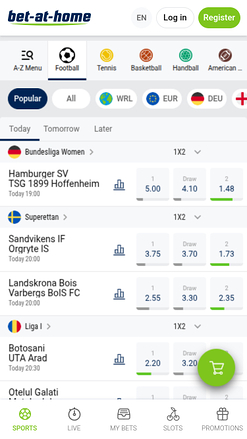 Page d’accueil mobile de Bet-at-Home Casino