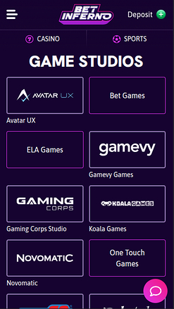 Développeurs de jeux de Bet Inferno Casino sur mobile