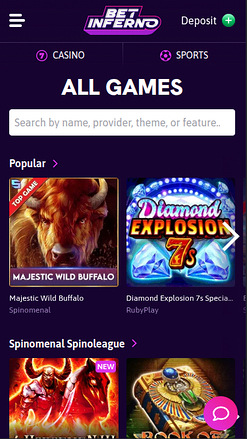 Jeux de casino Bet Inferno sur mobile
