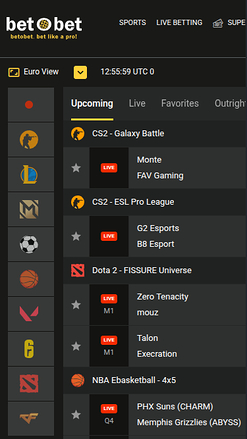 Sports mobiles de Bet O Bet Casino