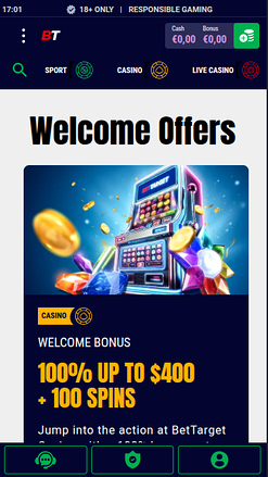 Promociones móviles de Bet Target Casino